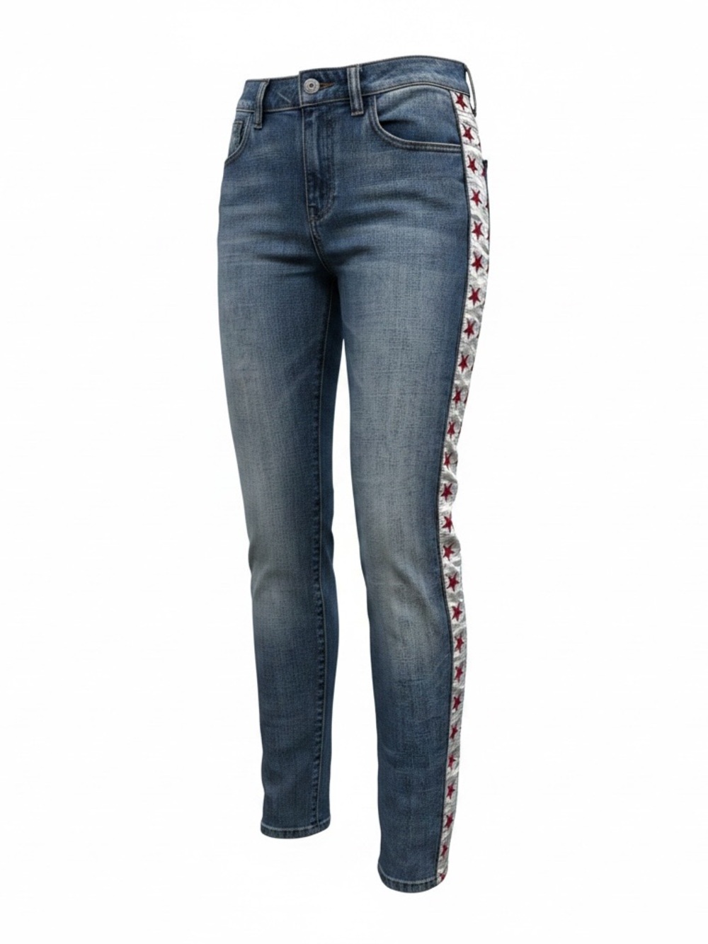 Scotch & Soda Mid Blue Skinny Jeans with Star Side Trim - Picture 2 of 4
